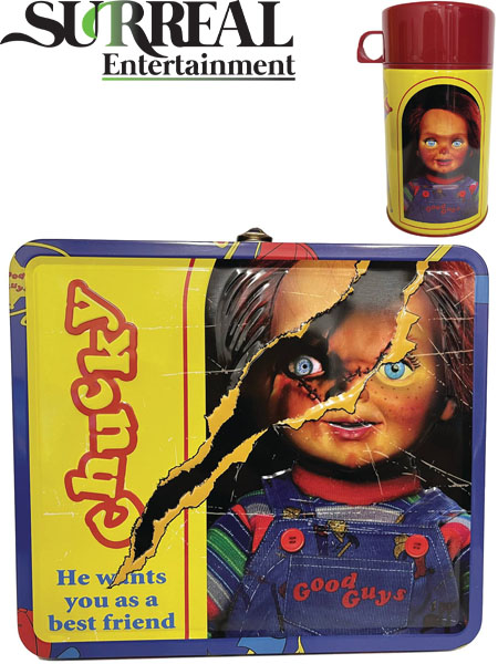 Surreal Entertainment Child's Play Tin Titans Chucky Lunch Box and Thermos PX Previews Exclusive